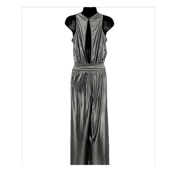 Analili Metallic Silver Disco Jumpsuit Size S/M NWT - Picture 6 of 7